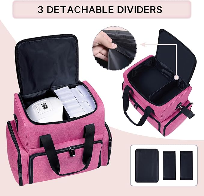 Large Cosmetic Bag with 4 Removable Case and 2 Removable Dividers Double Layer - Image 4