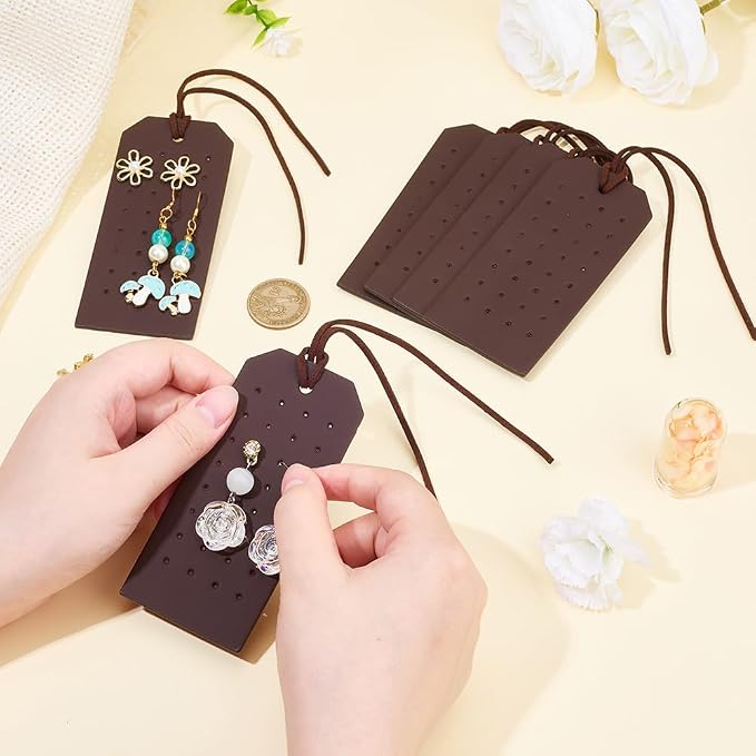 6Pcs PU Leather Stud Hanging Case 32 Holes Portable Pierced Earring Display - Image 3