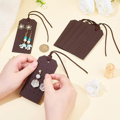 6Pcs PU Leather Stud Hanging Case 32 Holes Portable Pierced Earring Display - Image 3