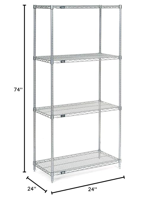 Nexel Economy Wire Shelving Starter Unit, 4 Tier, Nickel Chrome, x 48"L - Image 2