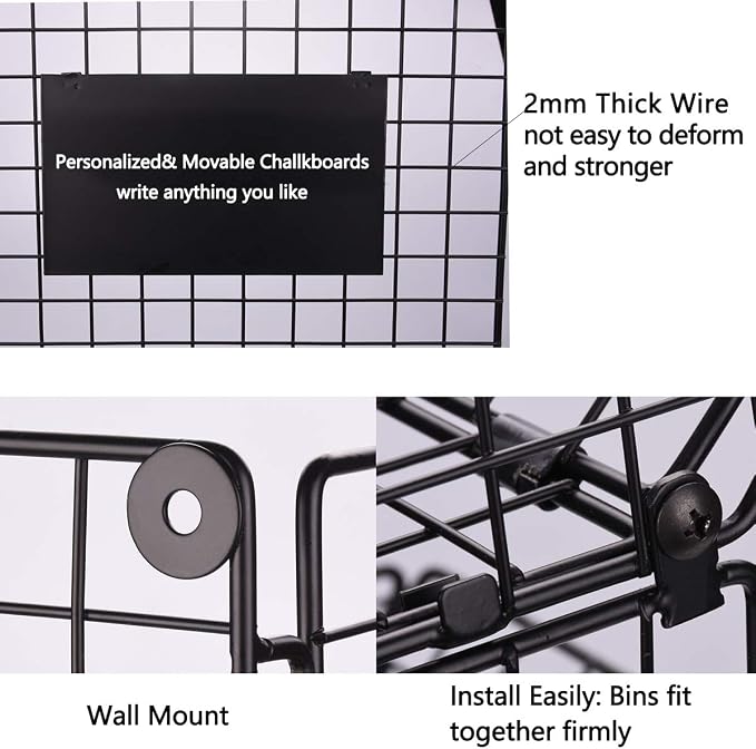 X-cosrack Metal Wire Basket Wall Mount, 3 Tier Wall Storage Basket Organizer - Image 5