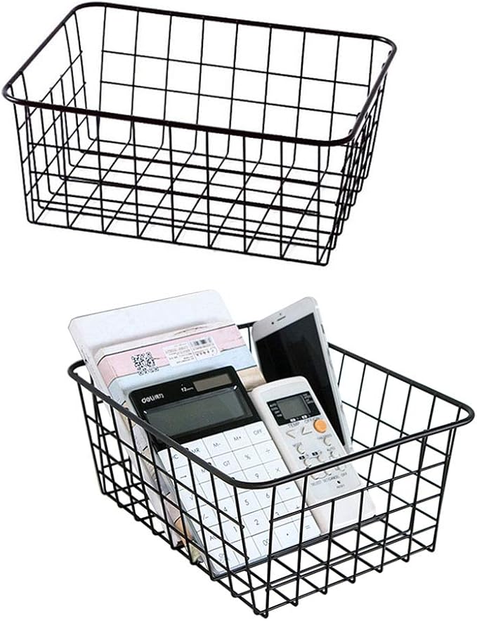 Metal Wire Storage Basket with Handles by LUANT