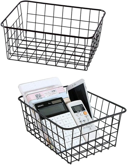 Metal Wire Storage Basket with Handles by LUANT