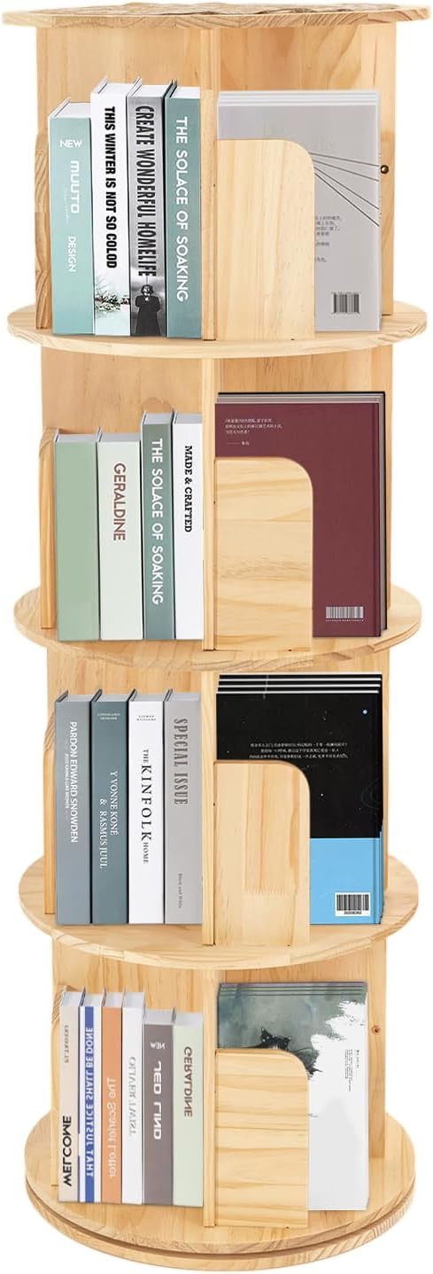LOYALHEARTDY Rotating Bookshelf 360 Display 4 Tier Floor Standing Bookcase by LOYALHEARTD