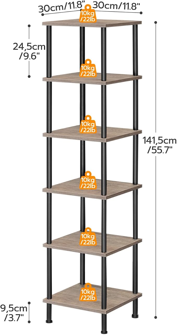 HOOBRO 6-Tier Corner Shelf, Corner Square Rack Display Shelf, Tall Storage Rack - Image 3