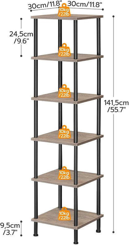 HOOBRO 6-Tier Corner Shelf, Corner Square Rack Display Shelf, Tall Storage Rack - Image 3