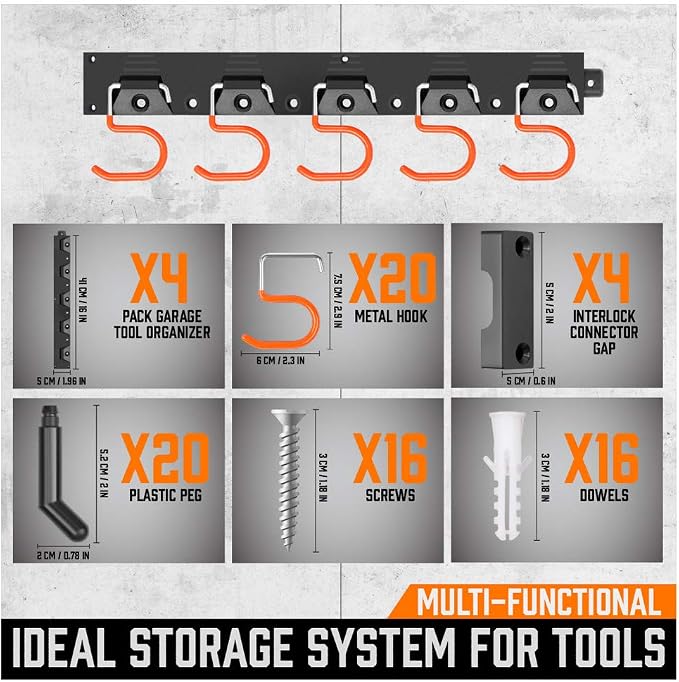 HORUSDY 64 Inch Adjustable Storage System, Wall Mount Tool Organizer, Tool - Image 4