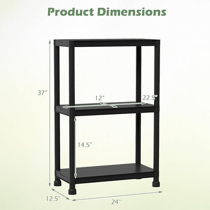 GIANTEX 3-Tier Heavy-Duty Plastic Storage Shelves | Freestanding Garage - Image 3