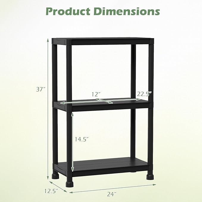 GIANTEX 3-Tier Heavy-Duty Plastic Storage Shelves | Freestanding Garage - Image 3