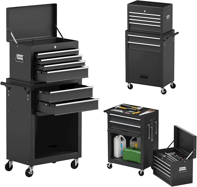 Goplus Rolling Tool Chest, 6-Drawer Tool Box Organizer w/Auto Locking System & by Goplus