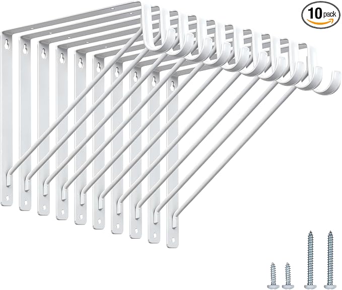 10-Pack Closet Rod Bracket, Heavy Duty Closet Shelf Brackets Wall Mounted by HOME+MASTER+HARDWARE