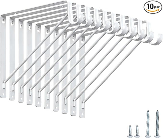 10-Pack Closet Rod Bracket, Heavy Duty Closet Shelf Brackets Wall Mounted by HOME+MASTER+HARDWARE