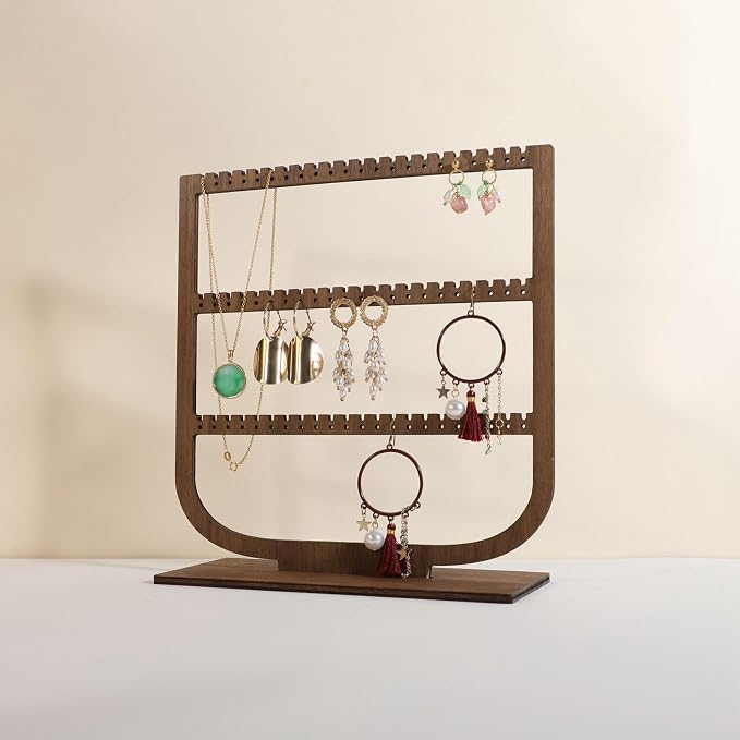 GemeShou wooden hanging jewelry organizer, walnut jewelry display holder by GemeShou