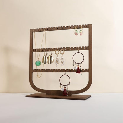 GemeShou wooden hanging jewelry organizer, walnut jewelry display holder by GemeShou