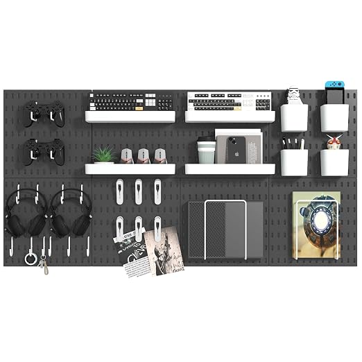Pegboard Combination Kit, 8 Peg Boards and 30 Accessories Modular Hanging Black by VEOFEMLEA