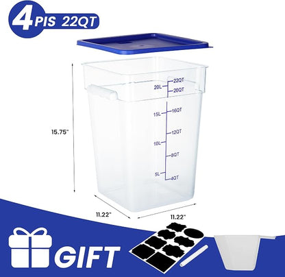 4 Pack Food Storage Containers, 22 Quart - Image 2