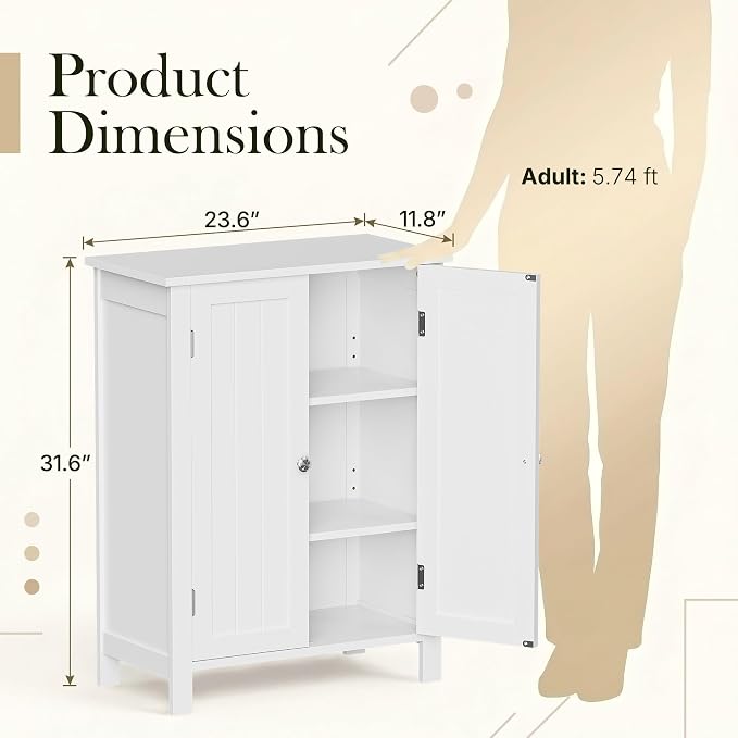 ZENY Bathroom Floor Storage Cabinet - Image 2