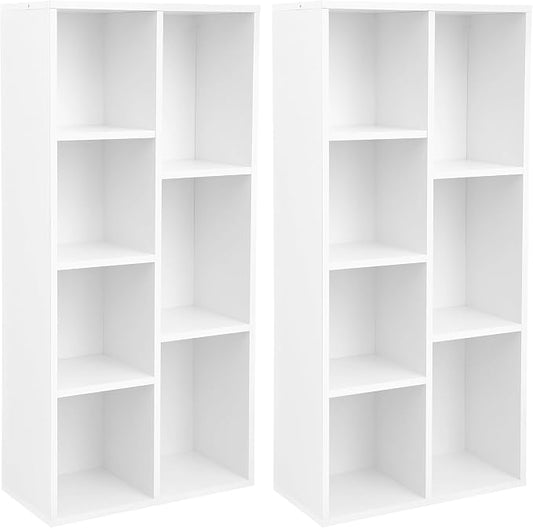 VASAGLE Set of 2 Bookcases, Bookshelves, 7 Compartments, Freestanding Shelves by VASAGLEbySONGMICSHOME