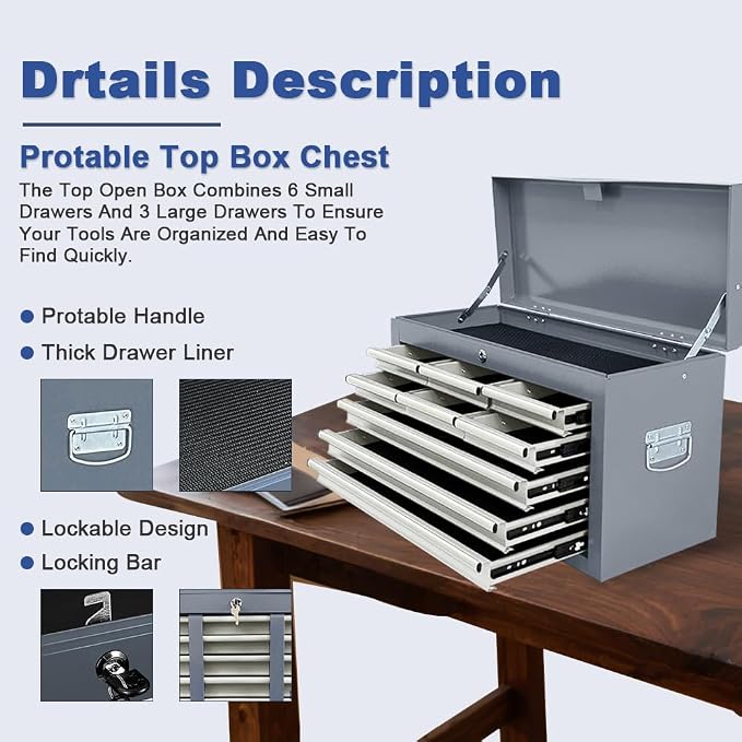 Tool Chest 13-Drawer with Double Door Handle, 2 in 1 Detachable Rolling Tool - Image 5