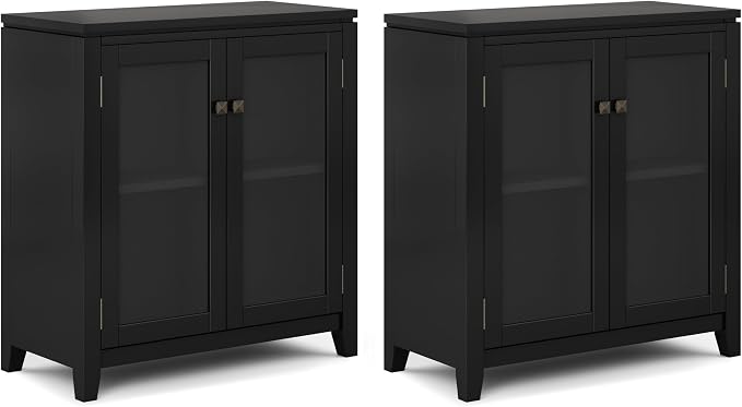 SIMPLIHOME Cosmopolitan Solid Wood 30 inch Storage Cabinet in Black by SimpliHome
