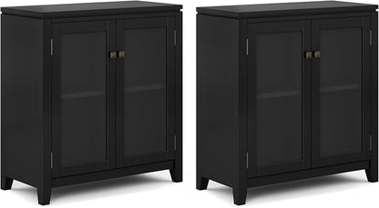 SIMPLIHOME Cosmopolitan Solid Wood 30 inch Storage Cabinet in Black by SimpliHome