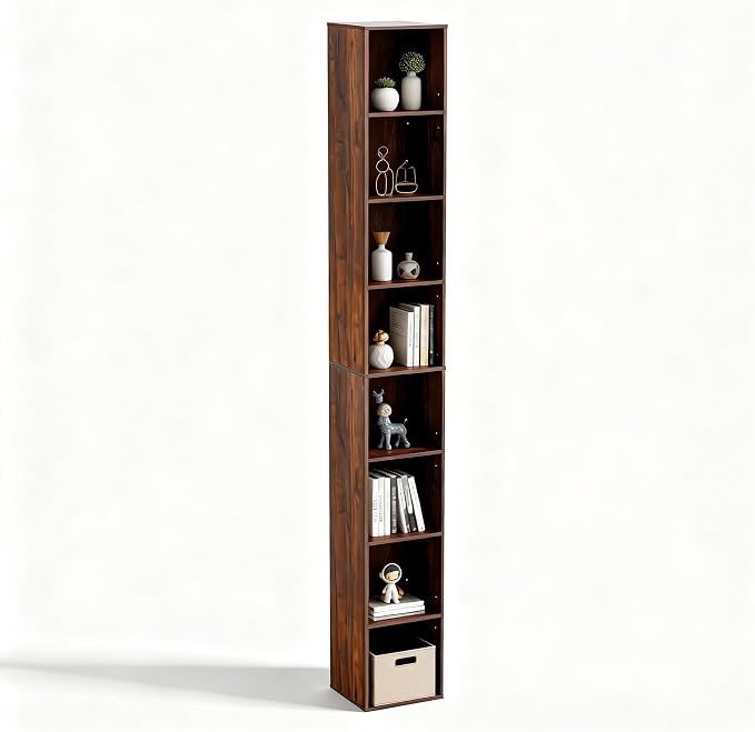 8-Cube Storage Organizer Bookcase, Tall Narrow Bookshelf - Image 7