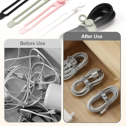 Data Cable Organizer, Silicone Cable Ties Reusable - Image 2