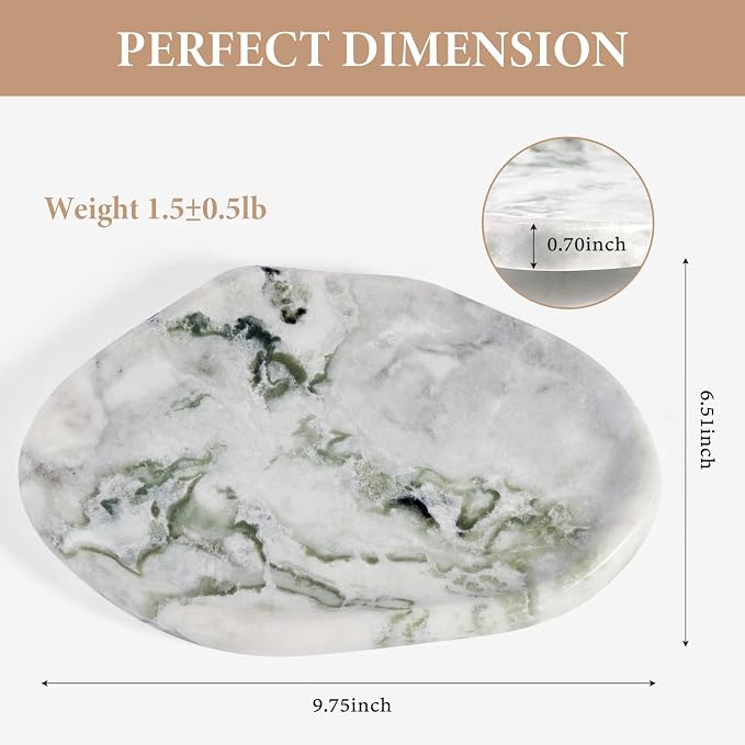 Koville Luxury Natural Green Marble Vanity Tray, Cloud Shape Serving Stone Key - Image 2