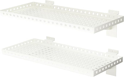 2 Pack Slatwall Shelves, Heavy Duty White Metal Slat Wall Shelf by BOBIBAN