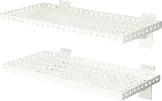 2 Pack Slatwall Shelves, Heavy Duty White Metal Slat Wall Shelf by BOBIBAN