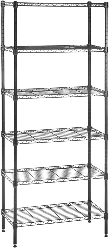 PayLessHere | 6-Tier Wire Shelf | 23"x13"x59" | Black | Adjustable Racks | by BestOffice