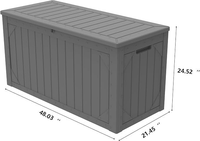 100 Gallon Outdoor Storage Box Waterproof, Resin Deck Box Storage Bin - Image 2