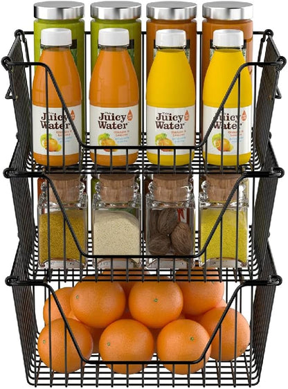 Slideep Wire Storage Baskets, Freezer Baskets Farmhouse Stackable Organizer - Image 2