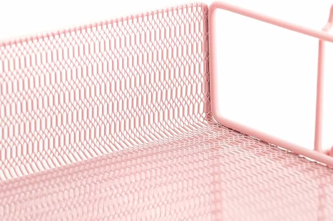 BLU MONACO Pink Mesh Paper Tray – Set of 2 Stackable Letter Trays – Durable - Image 5