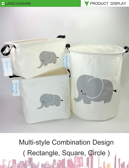 LANGYASHAN Laundry Basket Canvas Fabric Collapsible Organizer Basket - Image 8