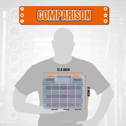 Jack Boss Tool Box with Transparent Lid, Double Side 34-Compartments Organizer - Image 5