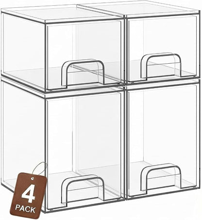 Clear Stackable Storage Drawers, Baby Bottle Organizer, Easily-Access Makeup by TIPGO