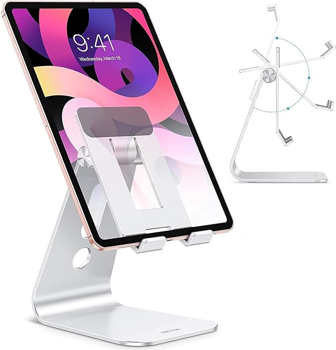 OMOTON Adjustable Tablet Stand for Desk, Upgraded Longer Arms for Greater by OMOTON