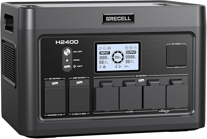 2400W Portable Power Station 1843Wh GRECELL Outdoor Solar Generator by GRECELLPOWERSTATION