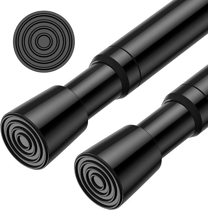 AIZESI 2pcs Adjustable Curtain Rod No Drilling Black Spring Tension Rod by AIZESITENSIONROD