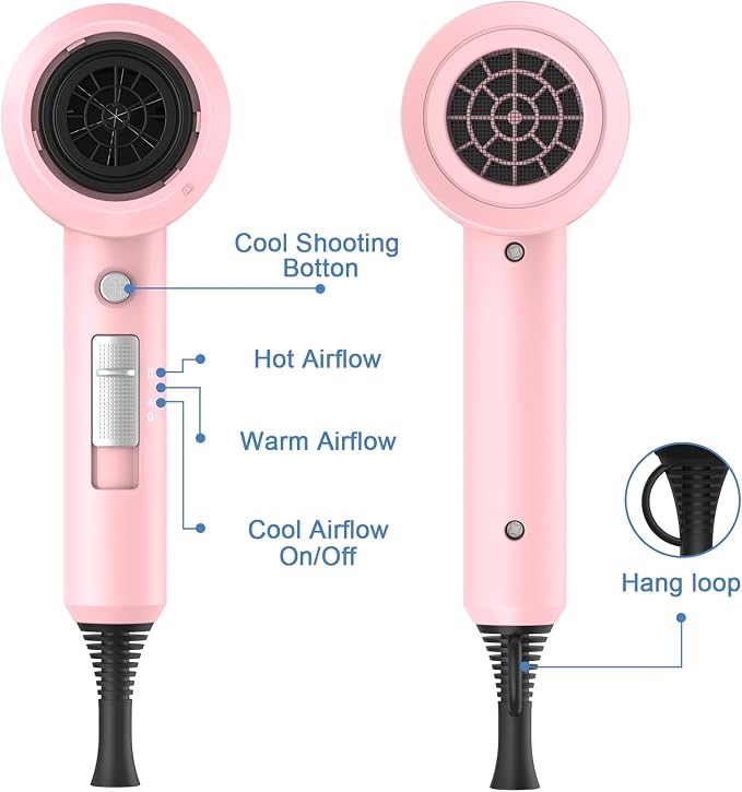 slopehill Professional Ionic Hair Dryer, Powerful 1800W Fast Drying Low Noise - Image 4