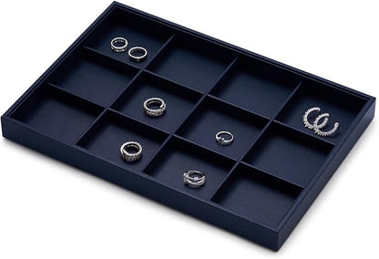 Oirlv Stackable Premium Leather Jewelry Trays 12 Grid Jewelry Drawer Organizer - Image 5