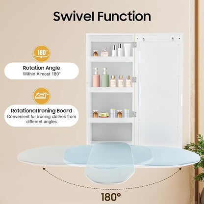 Wall Mount Ironing Board Cabinet, 14 * 8.1 * 37.5inch Built-in Swivel Ironing - Image 4