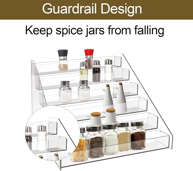 WUIVIUT Spice Rack Organizer For Cabinet, Acrylic Tier Spice Shelf Can Storage - Image 5