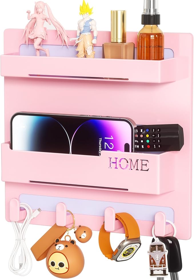 Floating Shelves for Bedside Shelf Accessories Organizer, Wall Mount Self Stick by CHENYAOAI