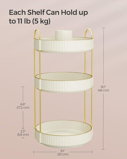 SONGMICS Makeup Organizer, 3-Tier Round Rotating Skincare Organizer Countertop - Image 5