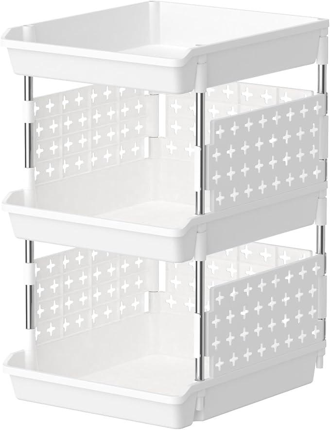 Lifewit 3 Tier Plastic Stackable Storage Baskets by Lifewit