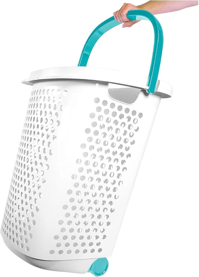 Heavy-Duty Plastic Wheeled Rolling Laundry Basket - Image 7