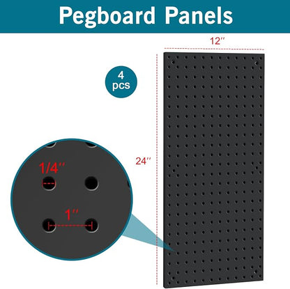 4 Pack 12-Inch X 24-Inch Metal Pegboard Wall Panels, Peg Boards - Image 3