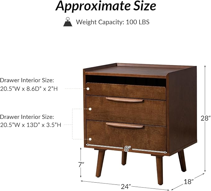 HULALA HOME 2 Drawer Nightstand - Image 2